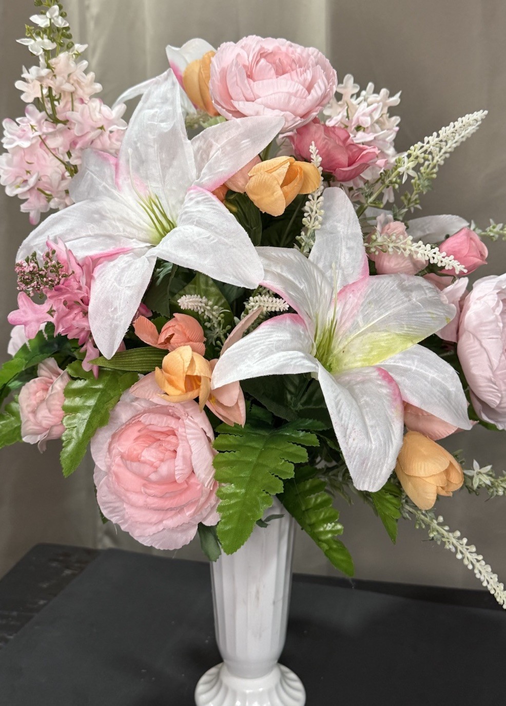 Cemetery Flowers For Spring Sympathy Grave Artificial Arrangement Pink And White