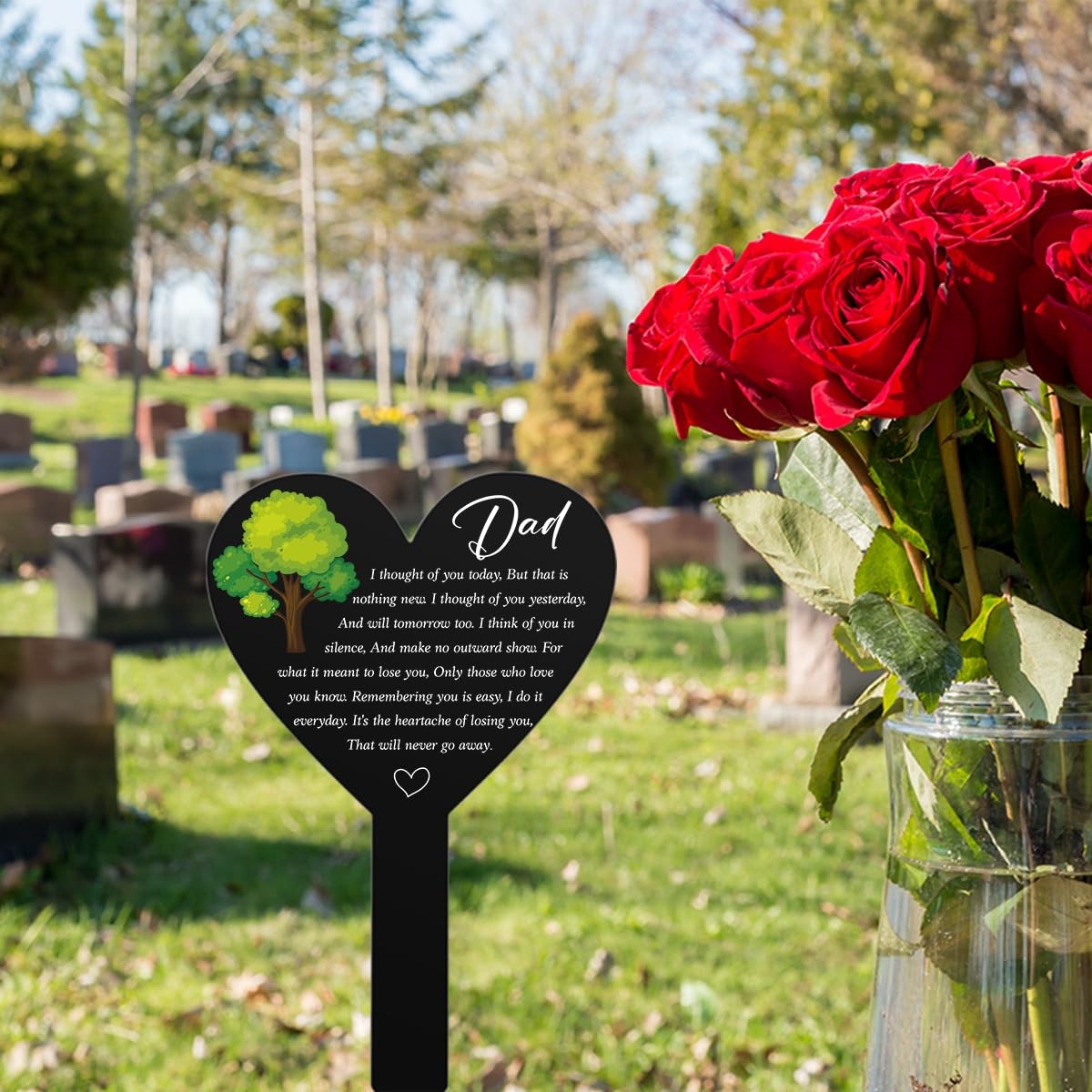 Grave Markers for Cemetery for Humans Dad Memorial Remembrance Plaque Stake f…