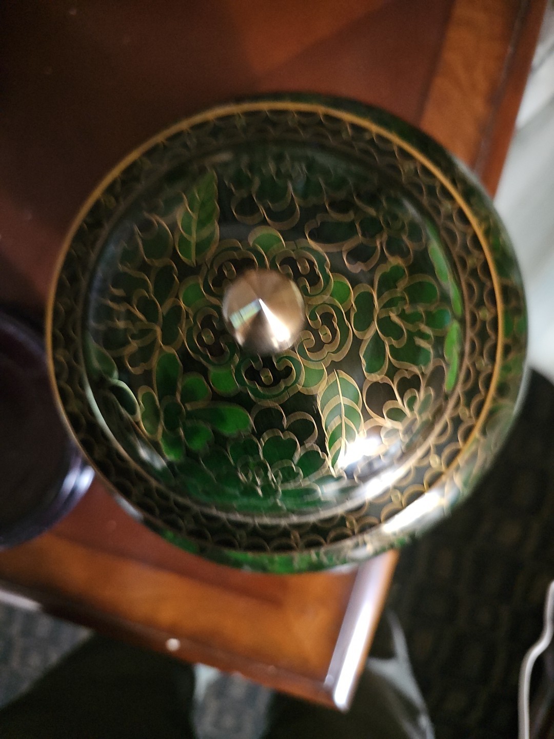 Forest Green Cloisonne Cremation Urn Large/Adult 220 cubic inches With Stand
