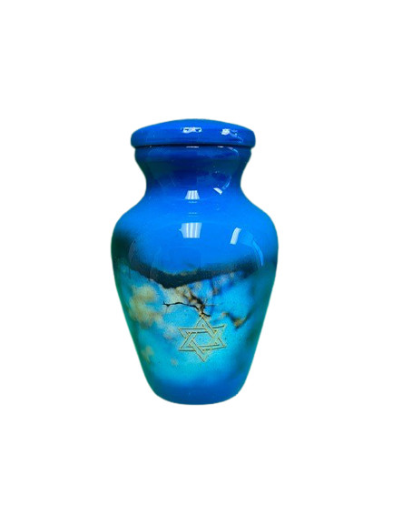 Blue Star of David Cremation Keepsake Urn