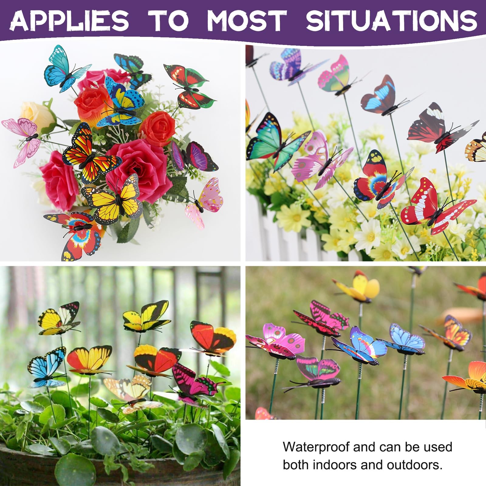 100 Pcs Butterfly Stakes for Garden Outdoor Butterfly Decorations Stakes Arti…
