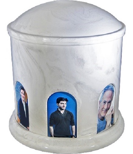 Large 270 Cubic Inch Black Multi-Photo Cultured Marble Cremation Urn for Ashes
