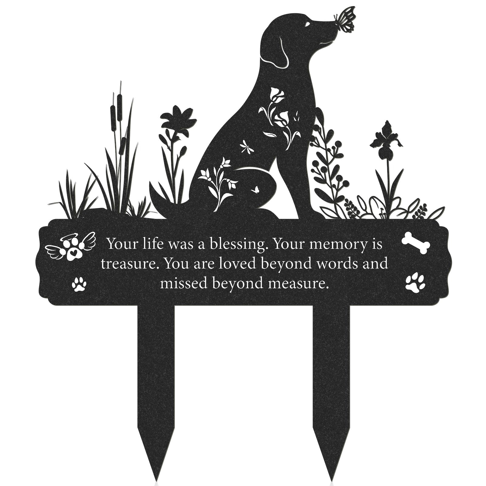 Metal Dog Grave Markers for Cemetery Pet Memorial Yard Decorations 12×14.5″