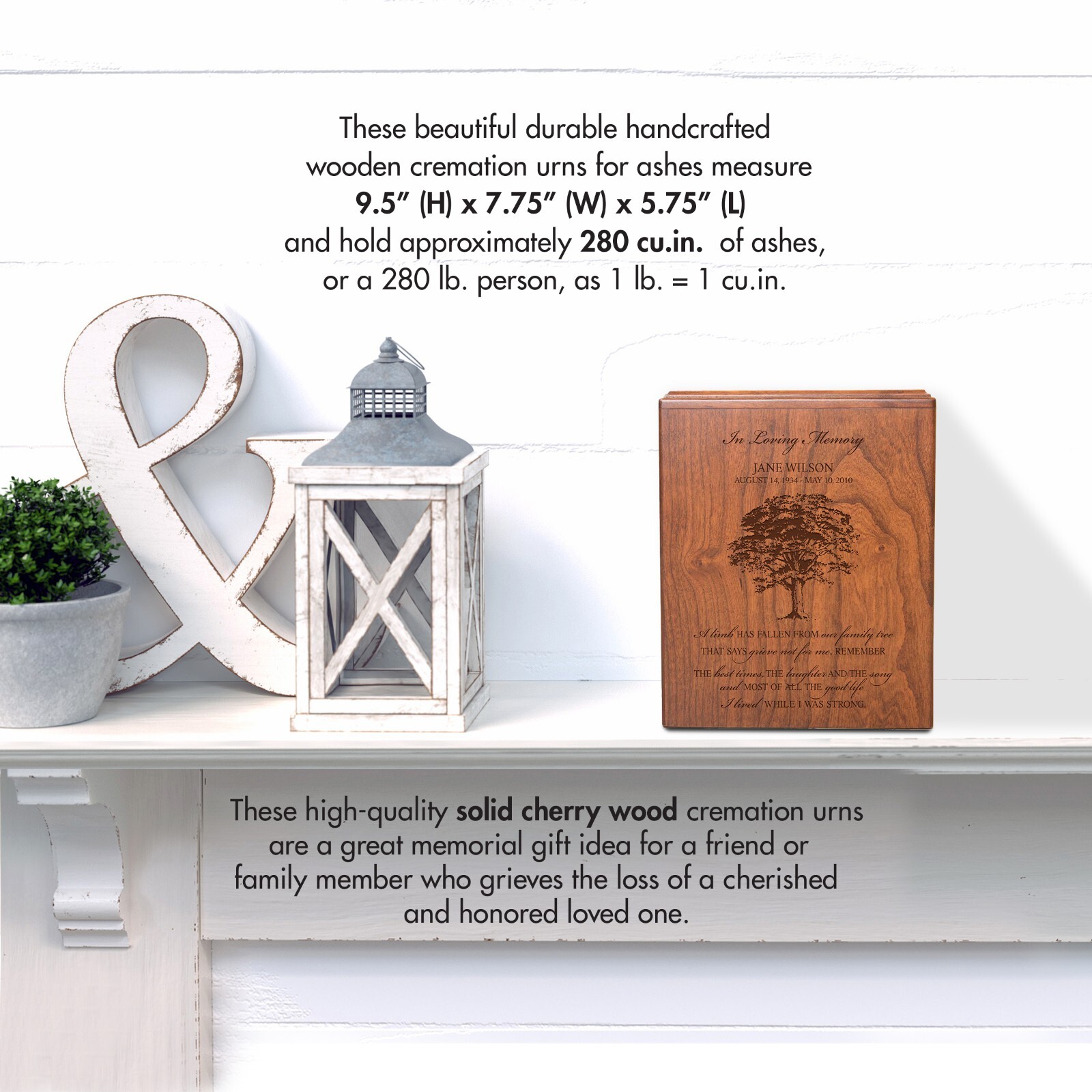 Custom Wooden Human Economy Urn Box for Ashes – A Limb Has Fallen 7.75×9.5