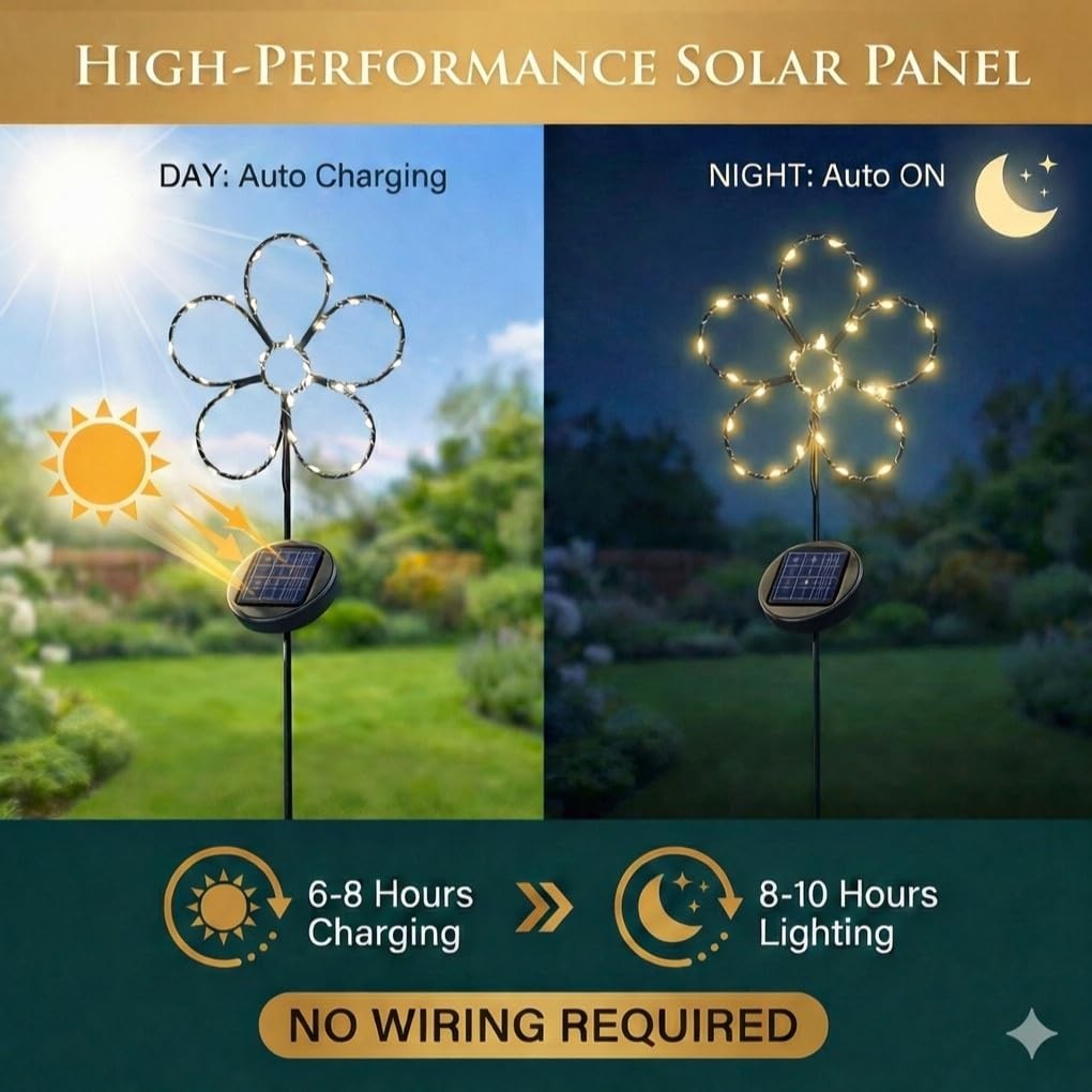 Outdoor Solar Powered Decorative Garden Stake Light – 2 Pack Warm White Flowe…