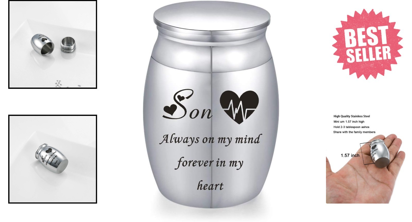 Durable Heart Pattern Mini Cremation Urn – Elegant Stainless Steel Tribute