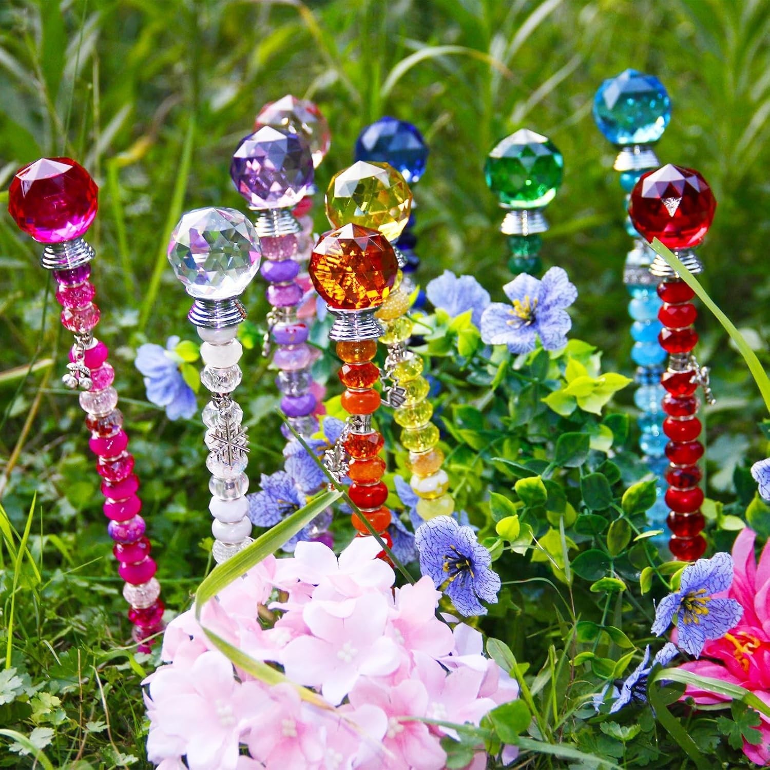 247 PCS Beaded Garden Stakes Kit DIY Fairy Wand Garden Stake Beads Kits