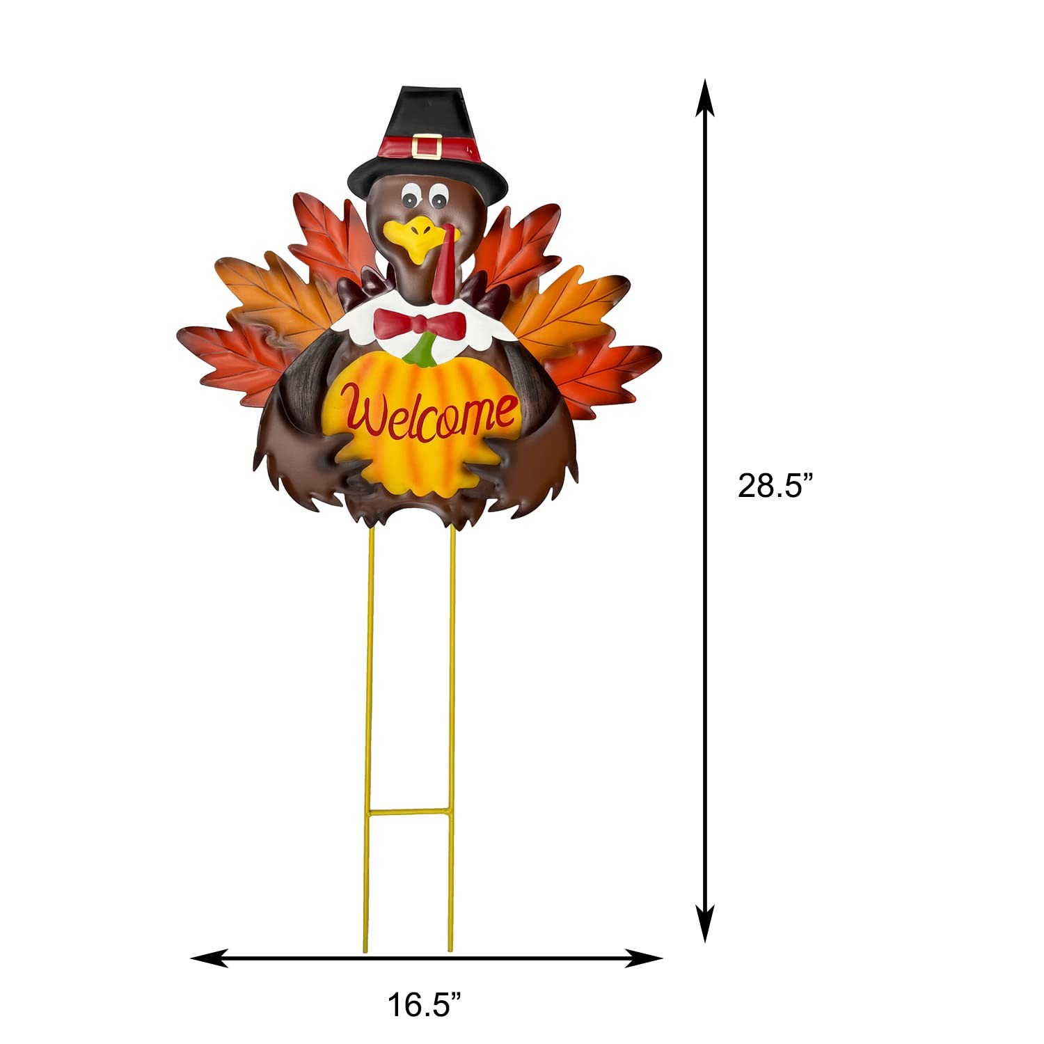 Autumn Metal Garden Stakes, Fall Harvest Thanksgiving Metal Pumpkin Welcome S…