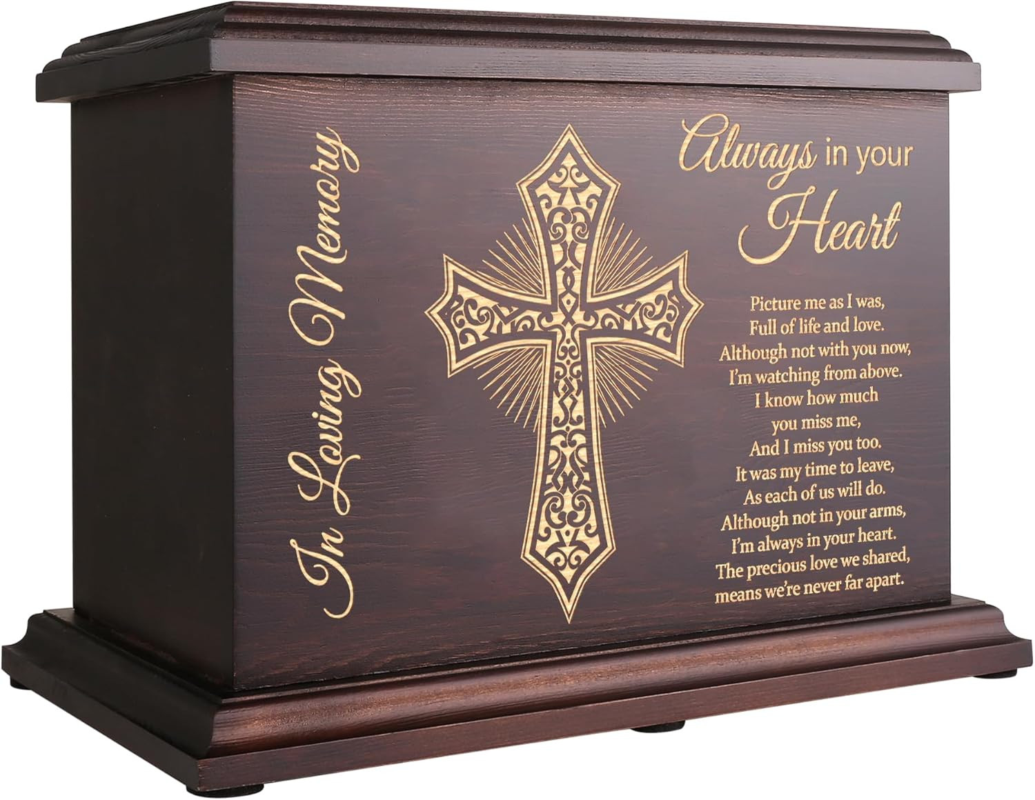 Cremation Memorial Urns for Human Ashes Adult Male Female, Wooden Box and Casket