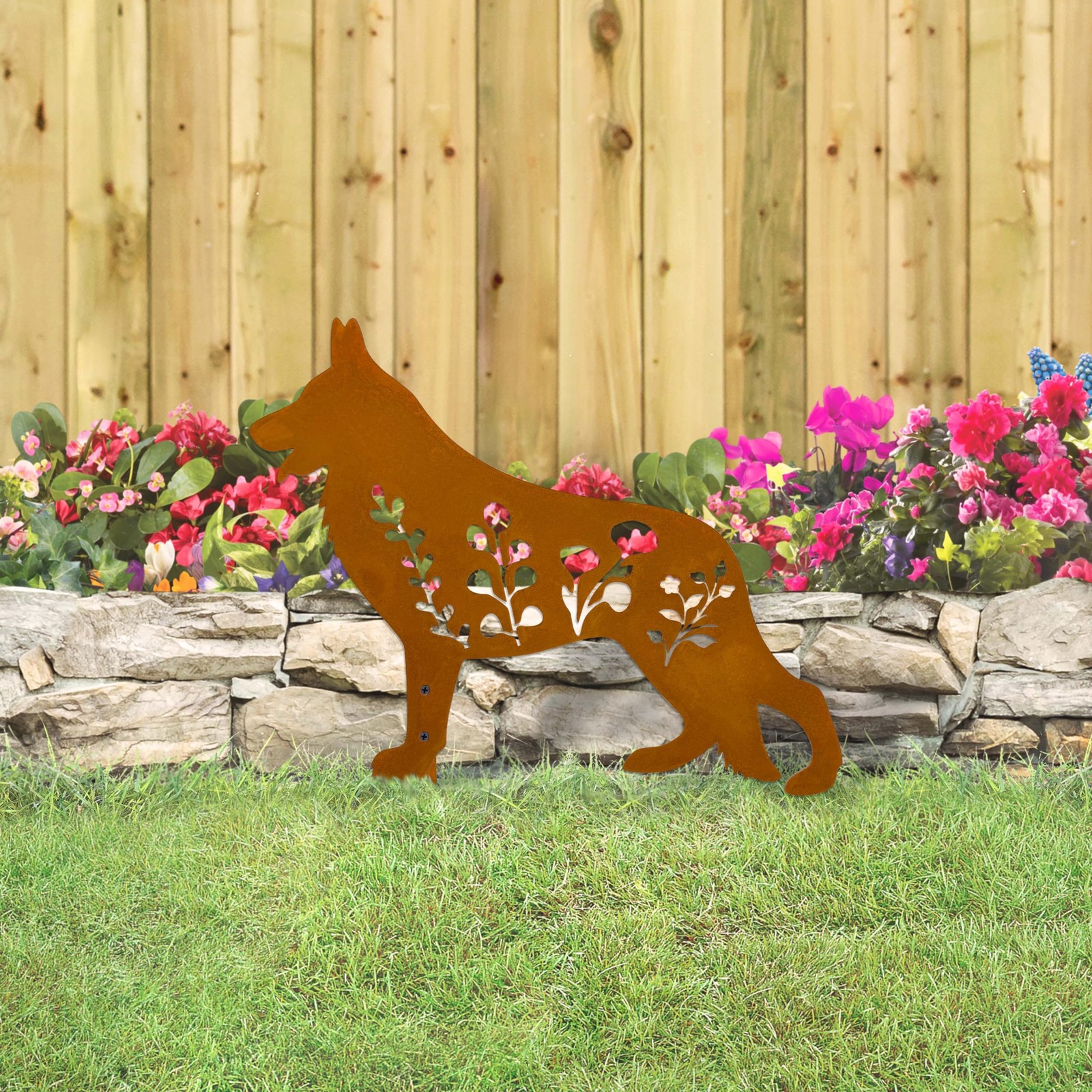 Dog Garden Stake Black Metal Outdoor Decor, Unique Gift for Dog Lovers