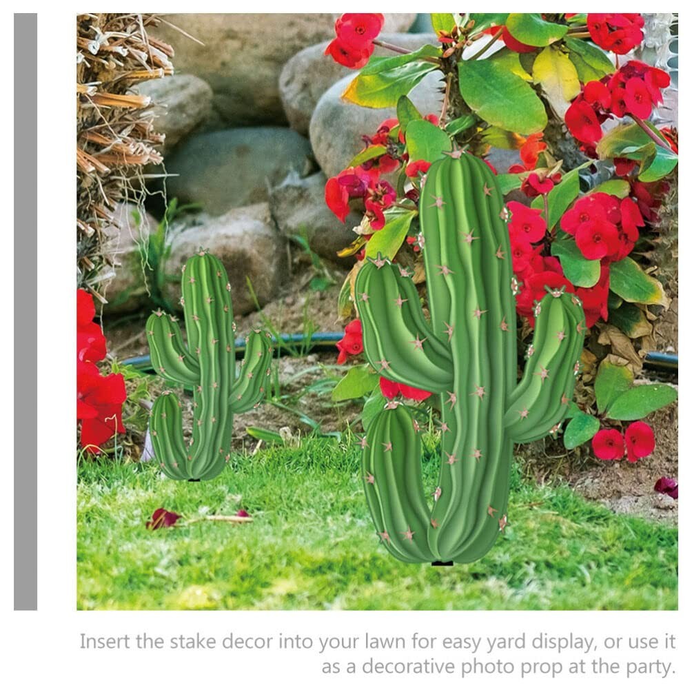 9.4In Acrylic Cactus Yard Stake – Realistic Faux Succulent, Weather-Resistant…