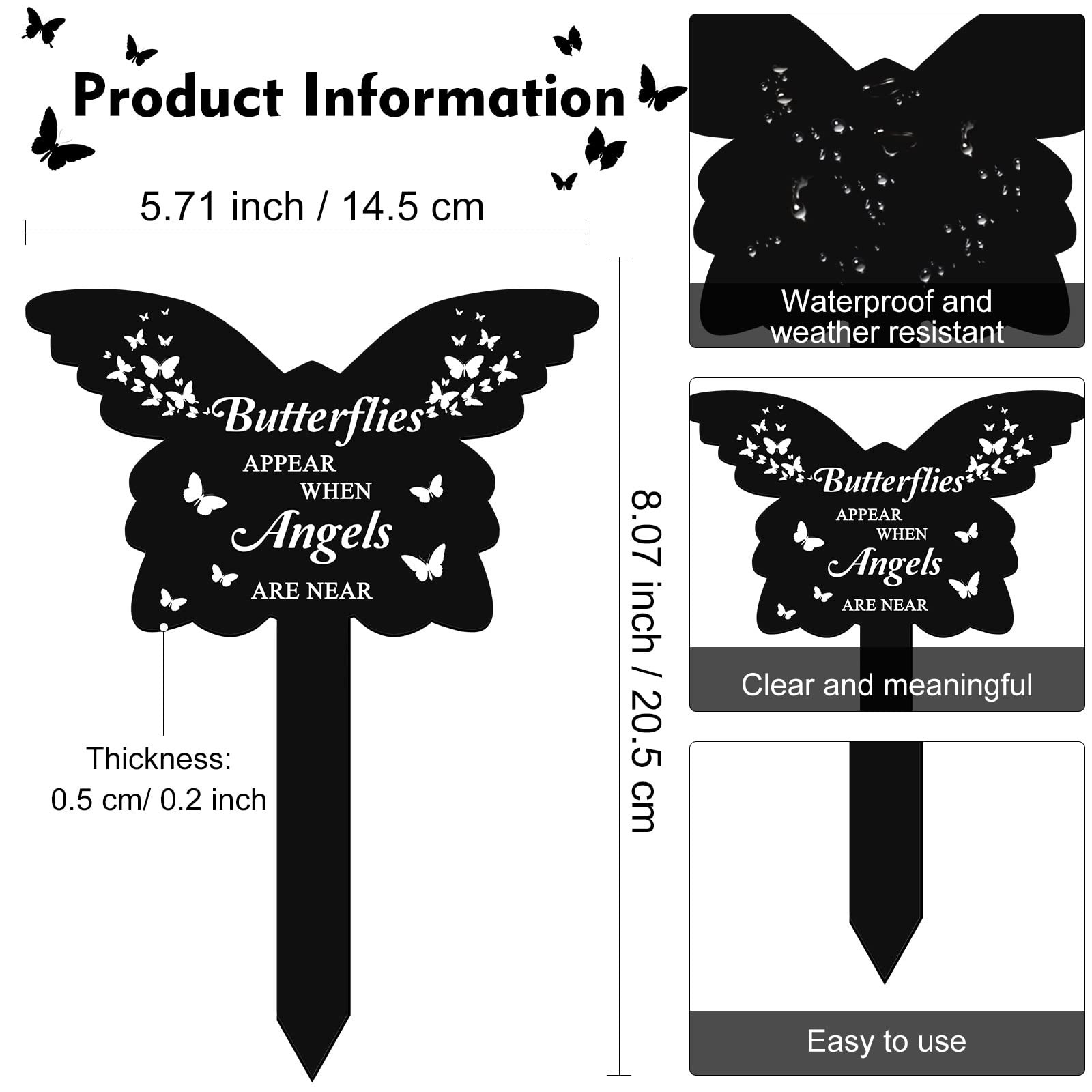 Butterfly Grave Decoration for Cemetery Father’s Day Memorial Gift Grave Marker.