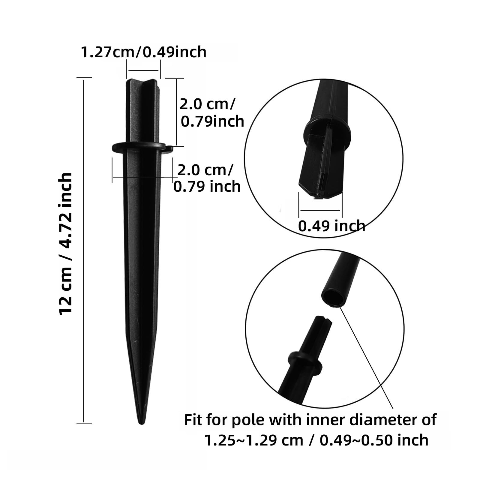 10 Pack Solar Light Stakes,0.49″ ABS Plastic Reinforced Ground Spikes Fit for…