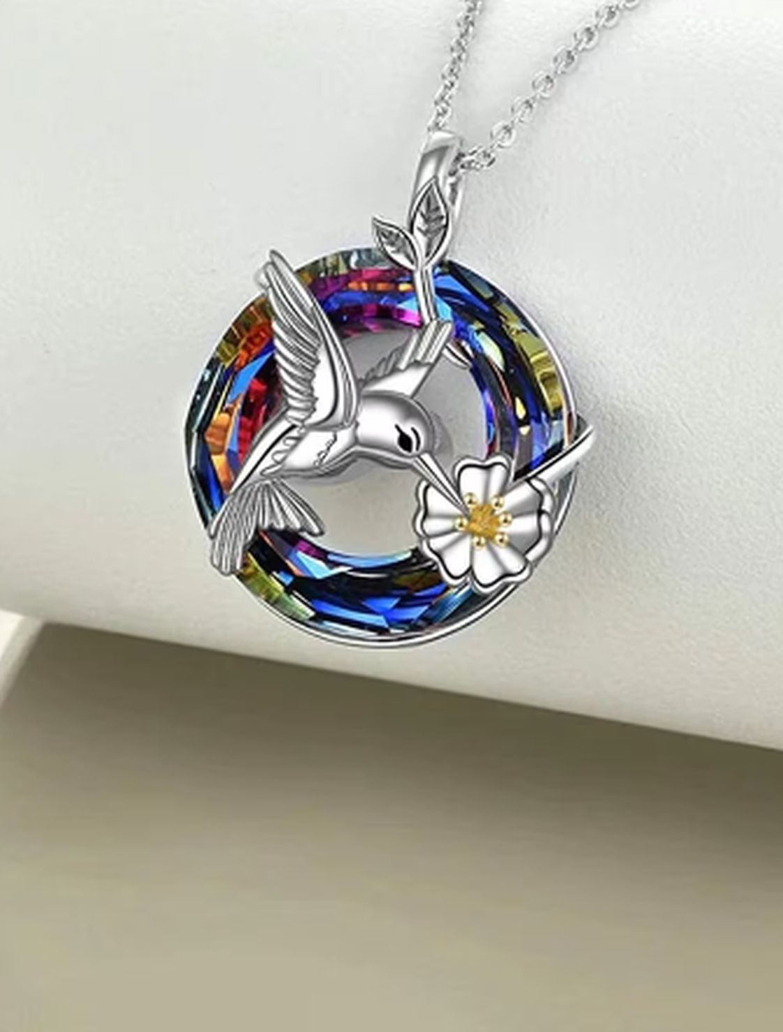 Cremation Urn Necklace, Silver Urn Necklace with HUMMINGBIRD, Cremation Jewelry