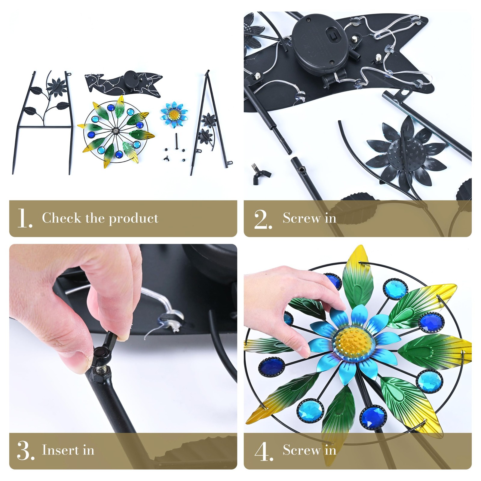 Wind Spinners Outdoor Solar Decor, Hummingbird Metal Windmill for Yard Decora…