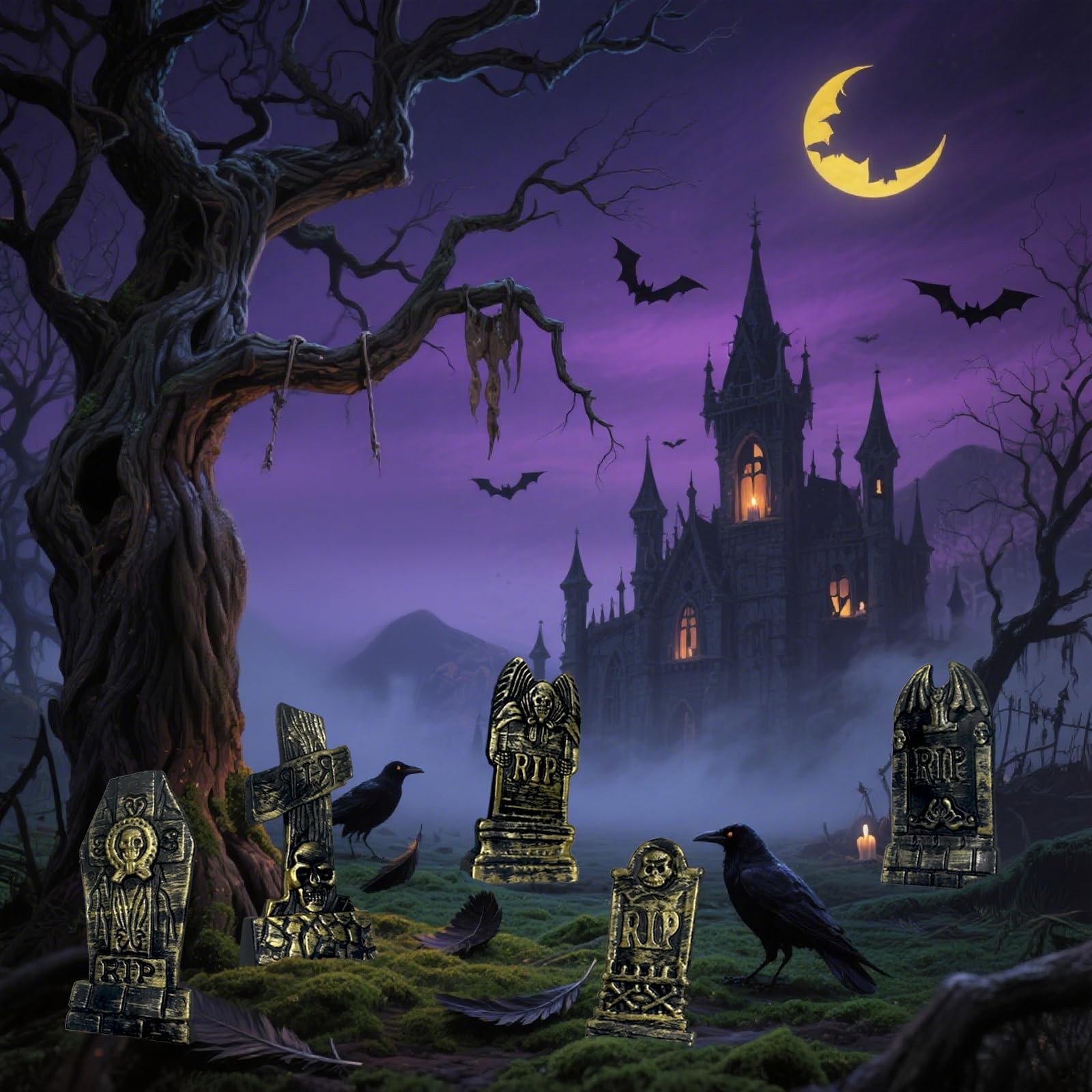 20PCS Halloween Mini Tombstones Figurines Graveyard Scene Decorations DIY Crafts