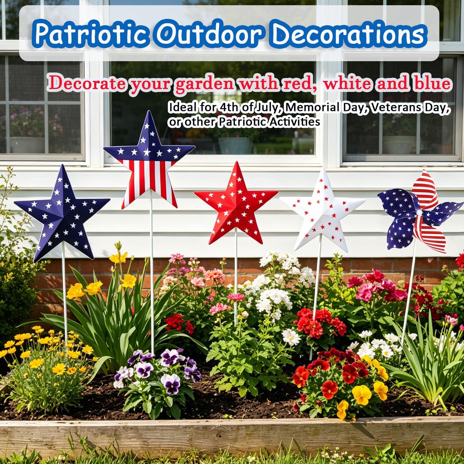 13Pcs 4th of July Outdoor Decoration Garden Stakes, 250th Patriotic Plastic U…
