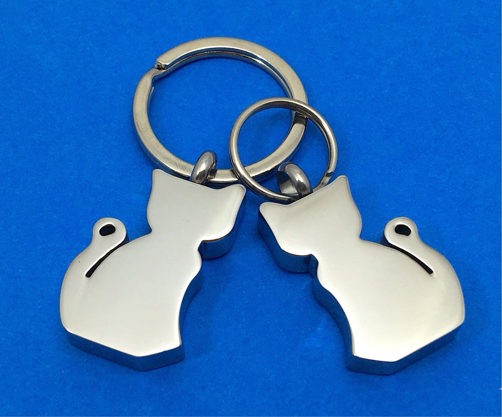 Keyring Urn .5″ Key Chain Cat Cremation Pendant Ashes Silver Kitty Memorial GIft