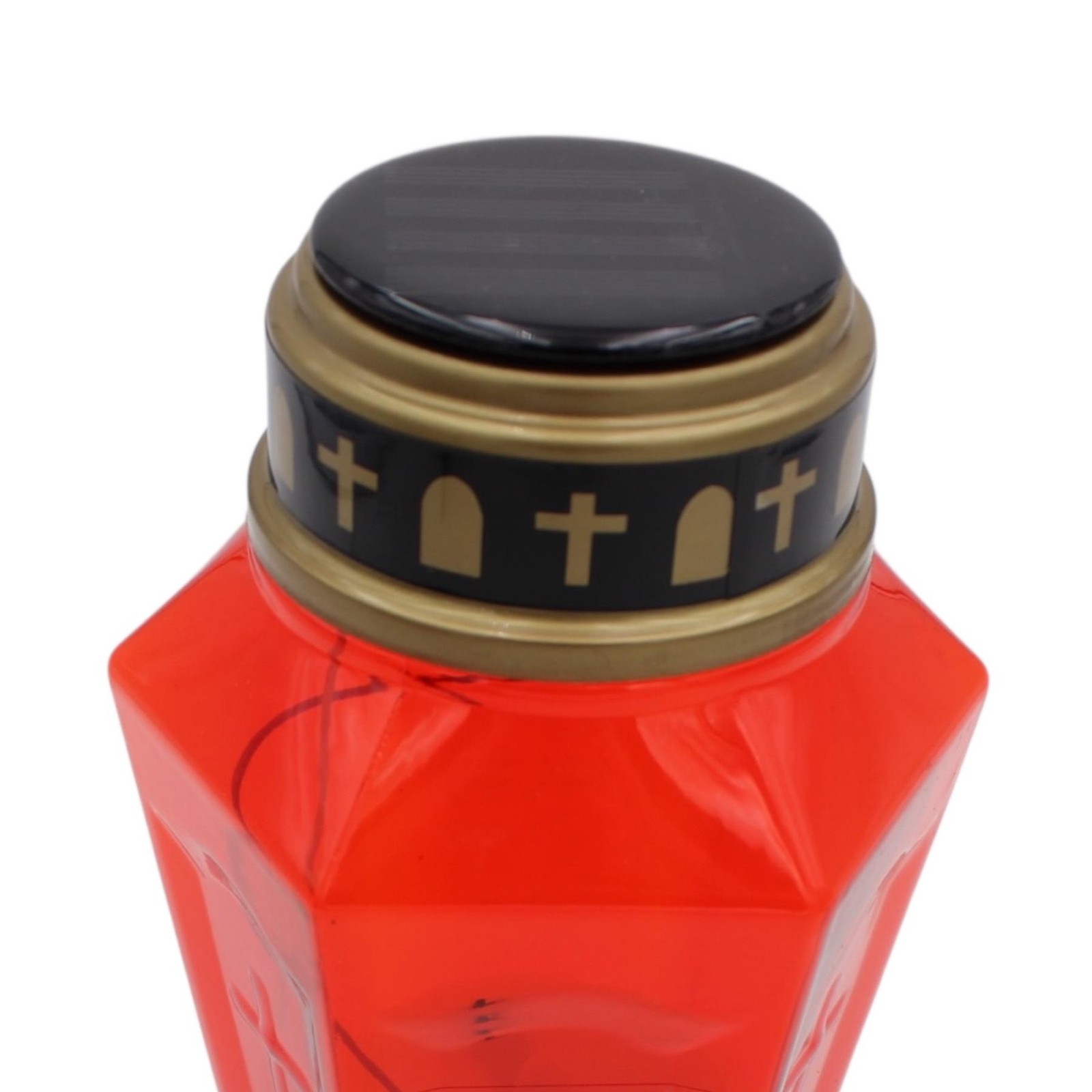 Memorial LED Solar Candle In Red Holder with Praying Hands Graveside Ornament