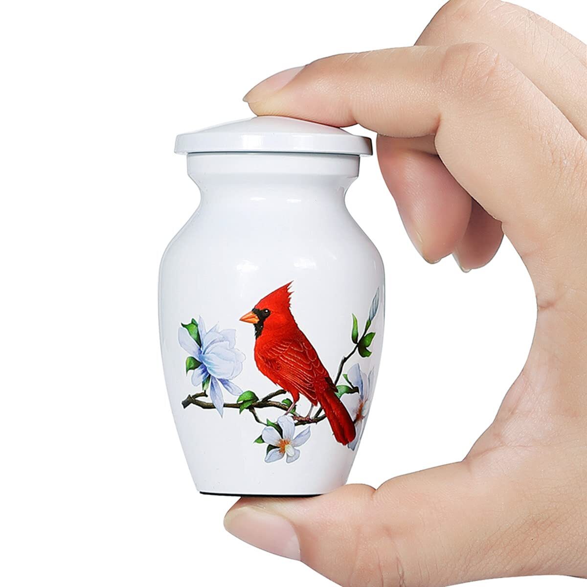 Red Cardinal Bird Small Keepsake Urn for Human Ashes or Pet Ashes – Aluminum Min
