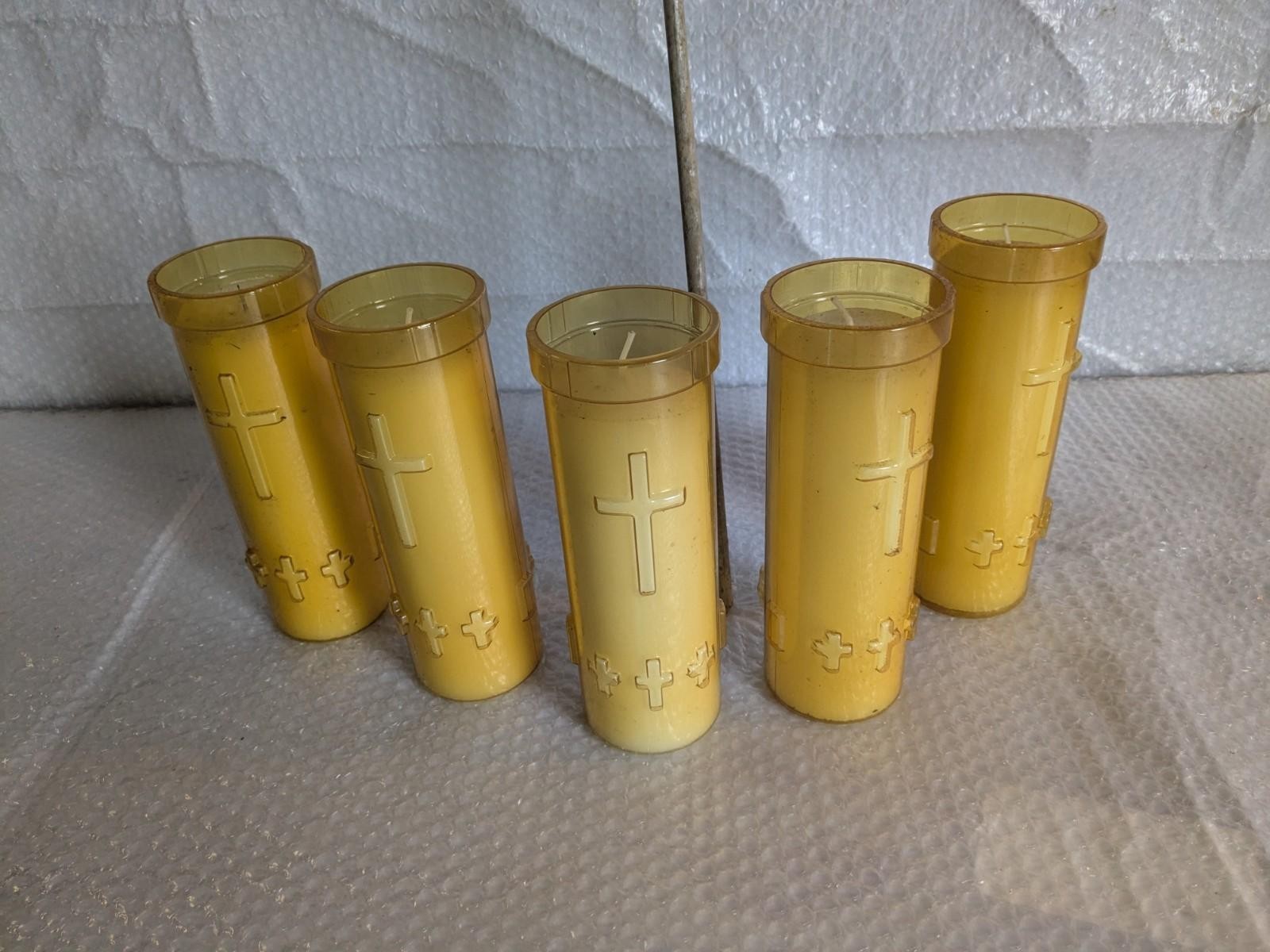 Greek Orthodox Religious Cross Candle Holder Grave Cemetery Memorial Light Old