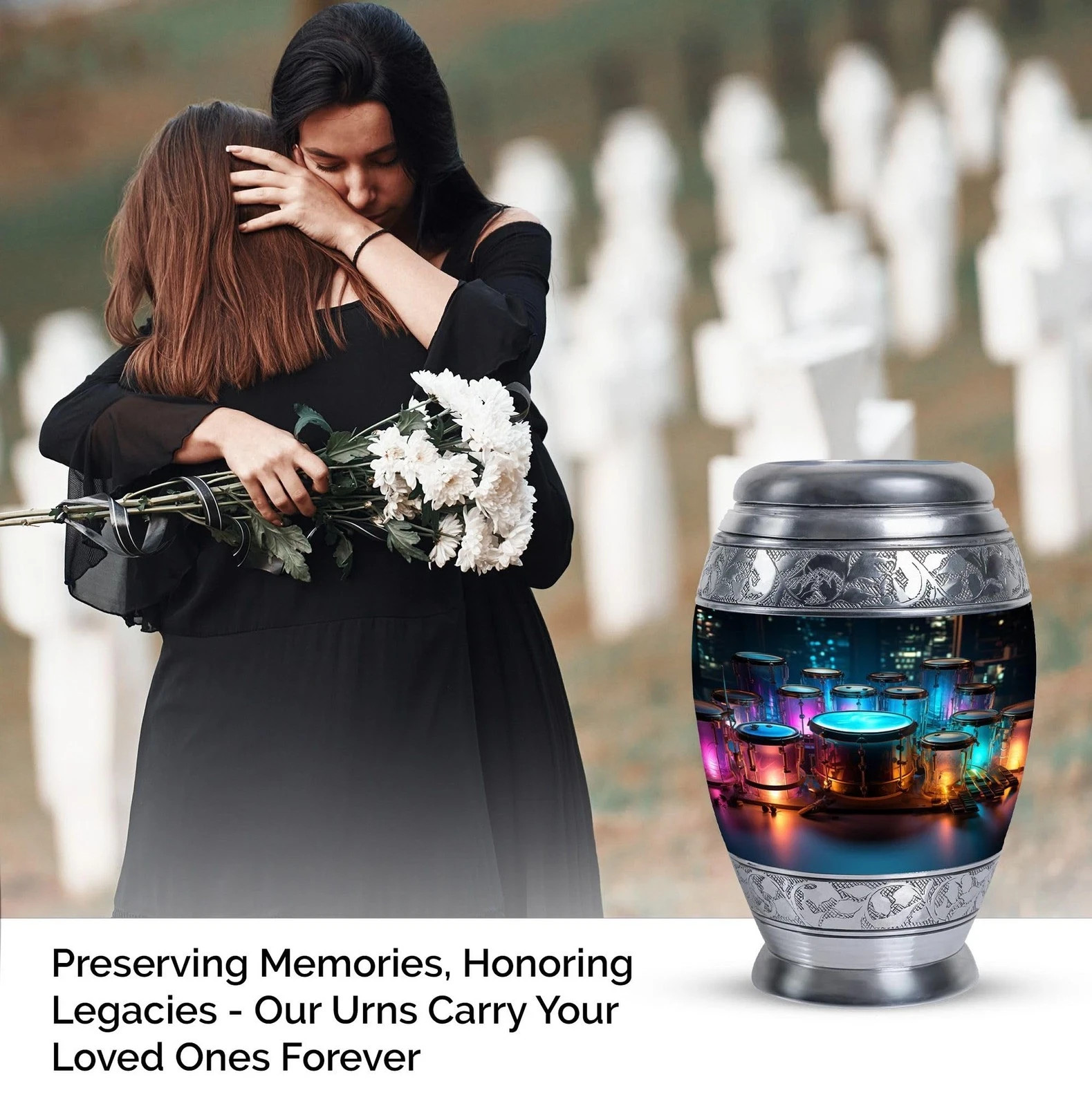 Drum Burial Urns for Adult Human Ashes Dad – Small Human Urn for Ashes for Wo…