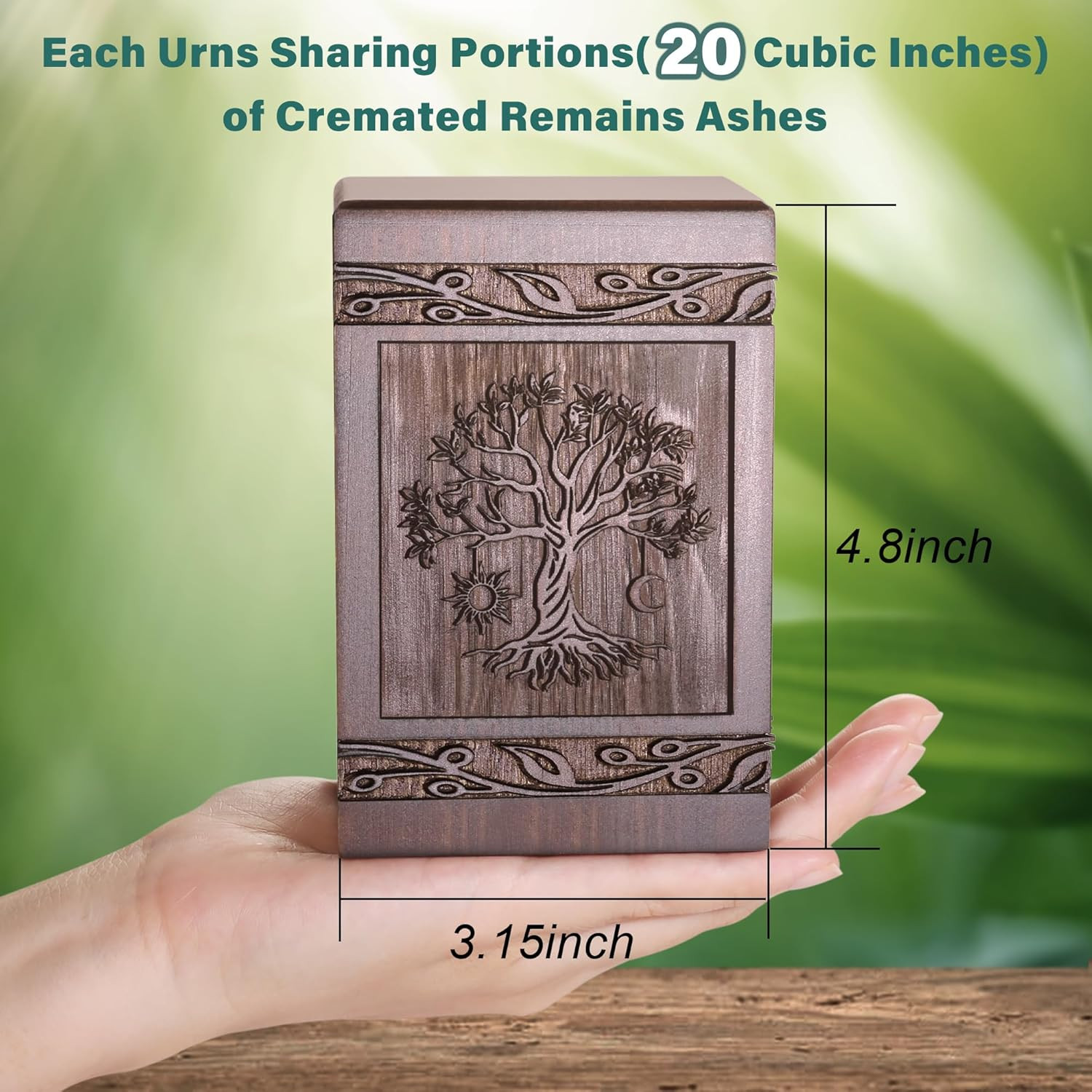 Cremation Urns for Human Ashes Adult Male Female, Wooden Tree of Life Urns Box a