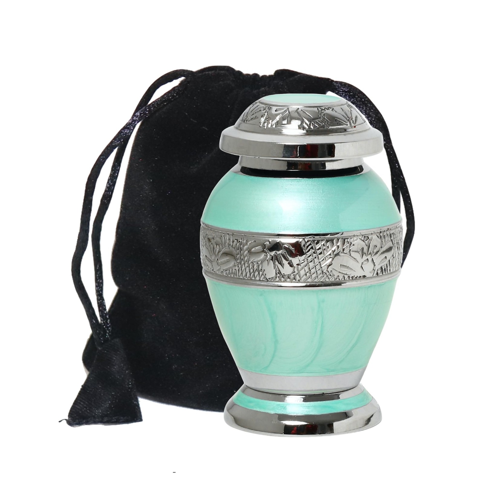 Azure Blue Engraved Small Keepsake Urn for Funeral Ashes Men Women | Ocean Bl…