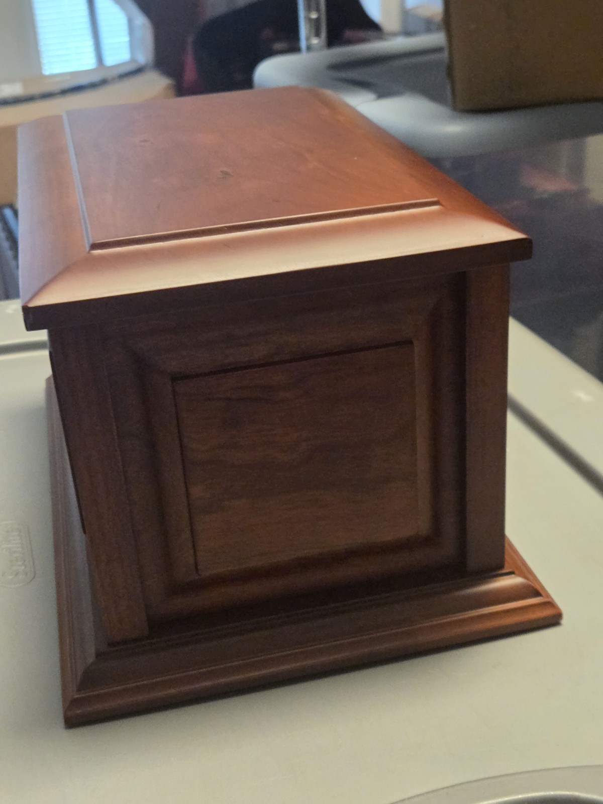 New Handcrafted Solid Cherry Wood Funeral Cremation Urn Box For Human Ashes