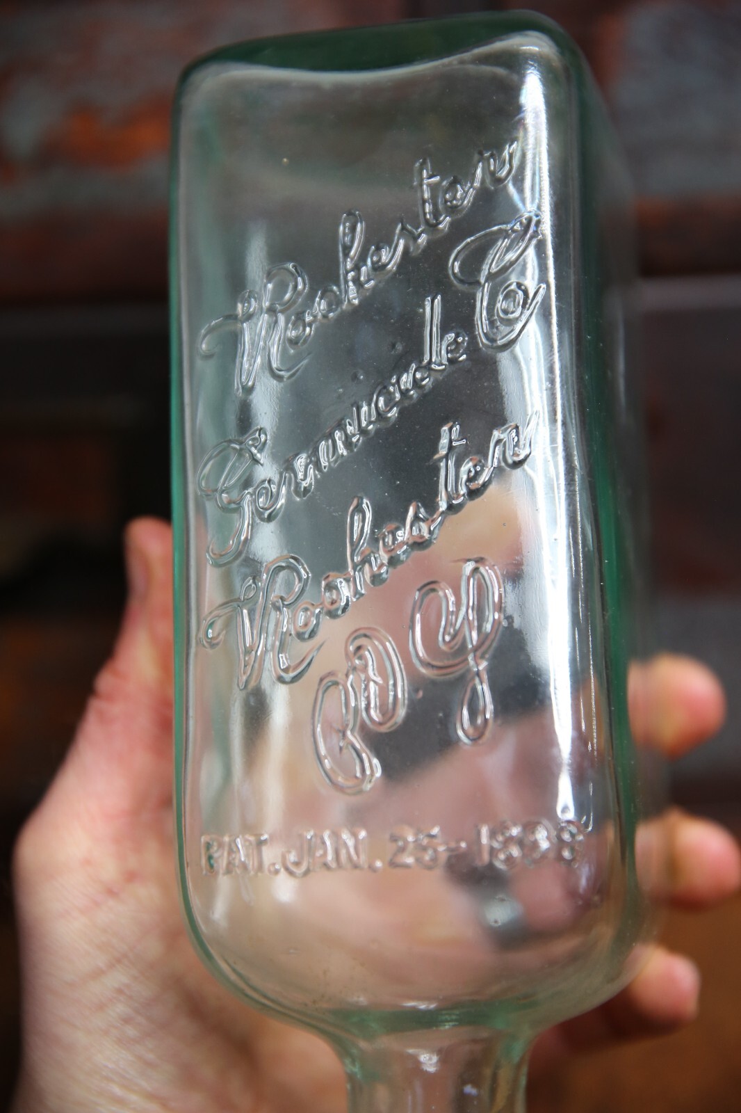 Antique Rochester Germicide Bathroom Soap medical bottle apothecary jar embossed