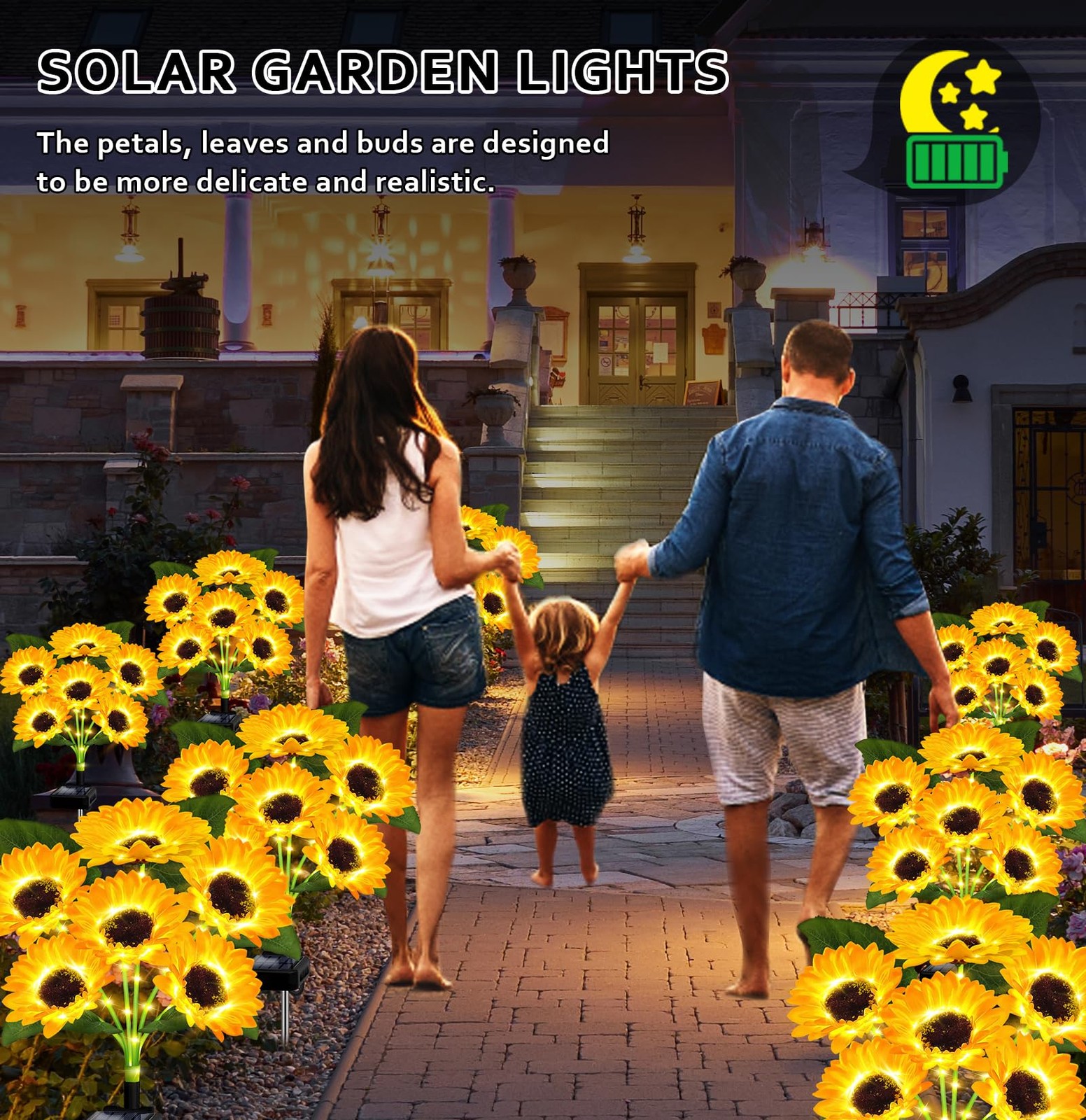 6 Pack with 36 Sunflower Lights,Solar Lights Outdoor Garden Decor,Solar Flowe…