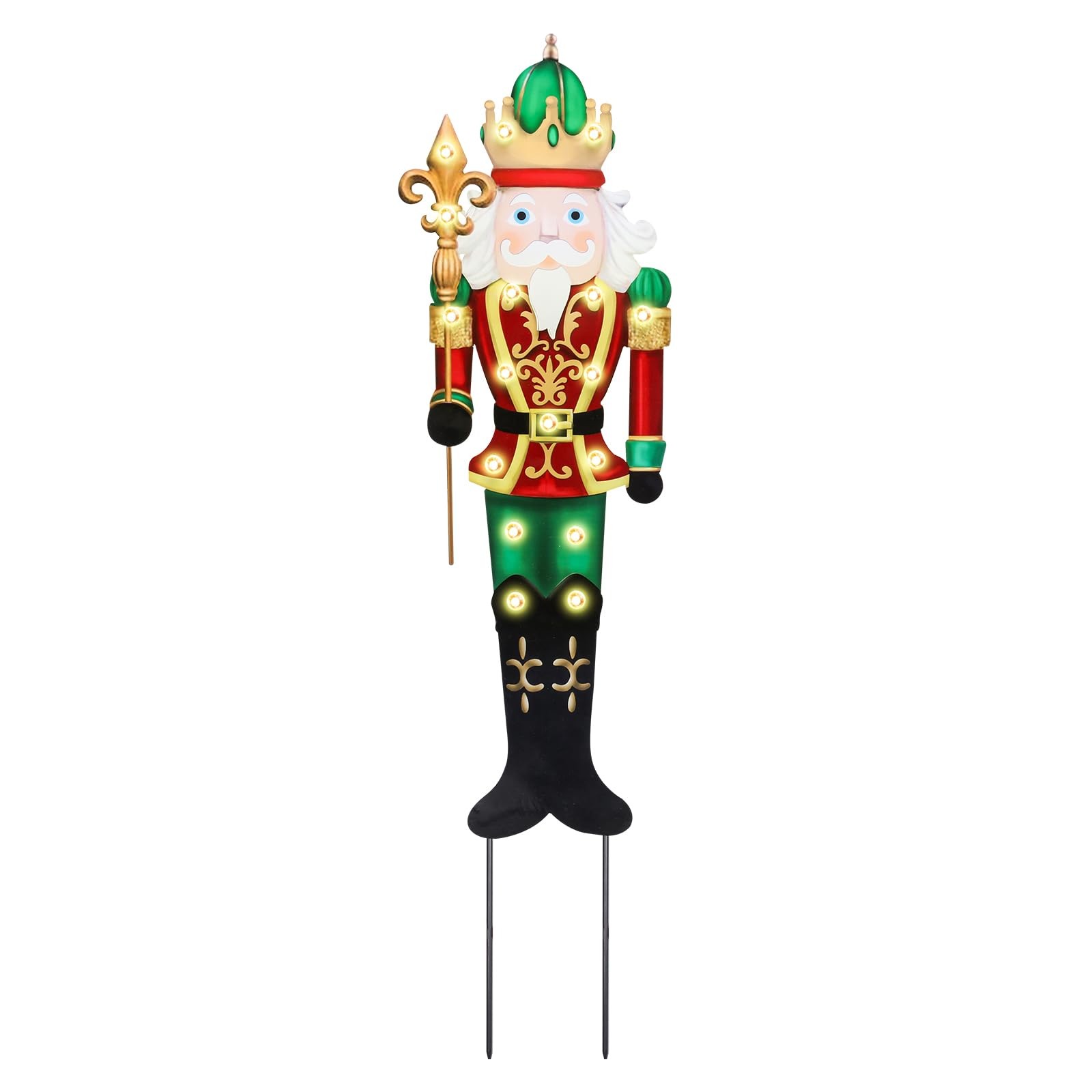 Outdoor Nutcracker Christmas Yard Stakes, Metal Yard Signs, Led Light Soldier…