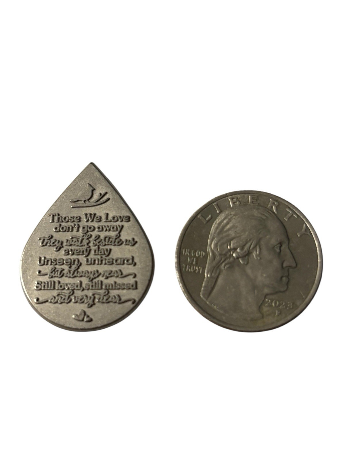 Forever in Our Hearts Mini Tear Drop Memorial Tokens Grief Gift Metal Set of 6