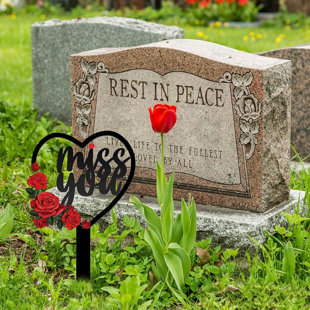 Memorial Plaques Stake Waterproof Metal Grave Marker Grave Decorations for Ce…