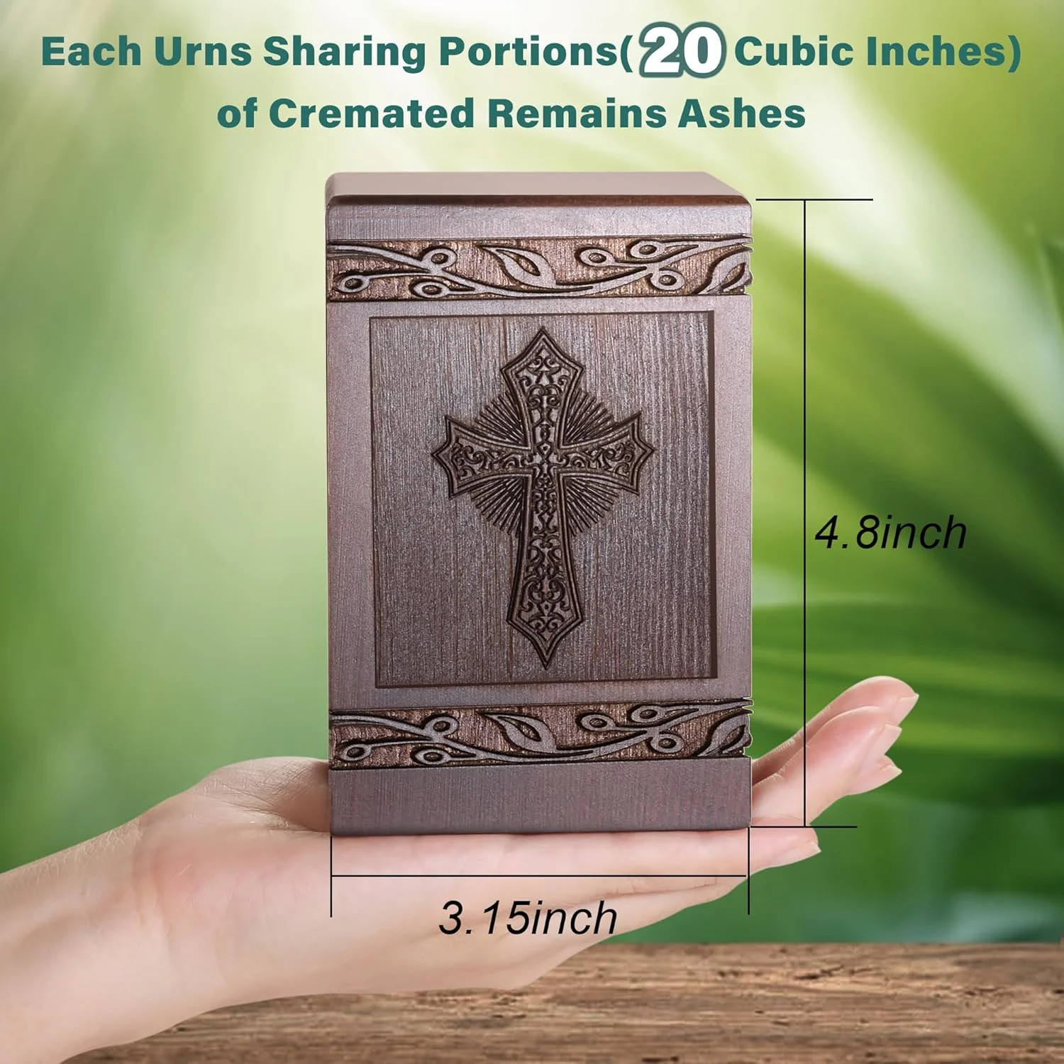 Cremation Urns for Human Ashes Adult Male Female, Wooden Carved Urns Box for Men