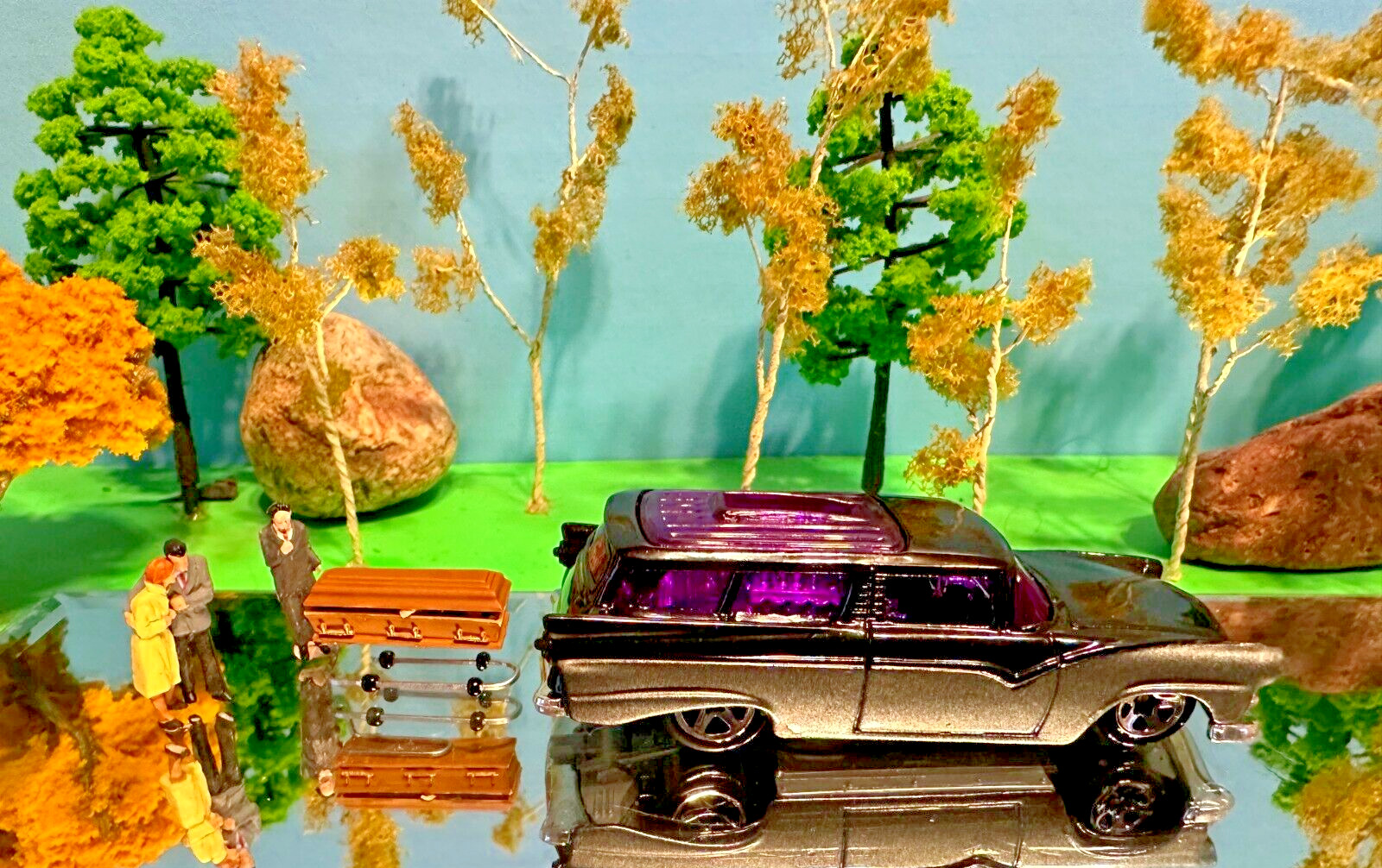 Hearse, Funeral Home, Chevrolet Grave Site, Black Hearse, 1/64 Scale, Cemetery