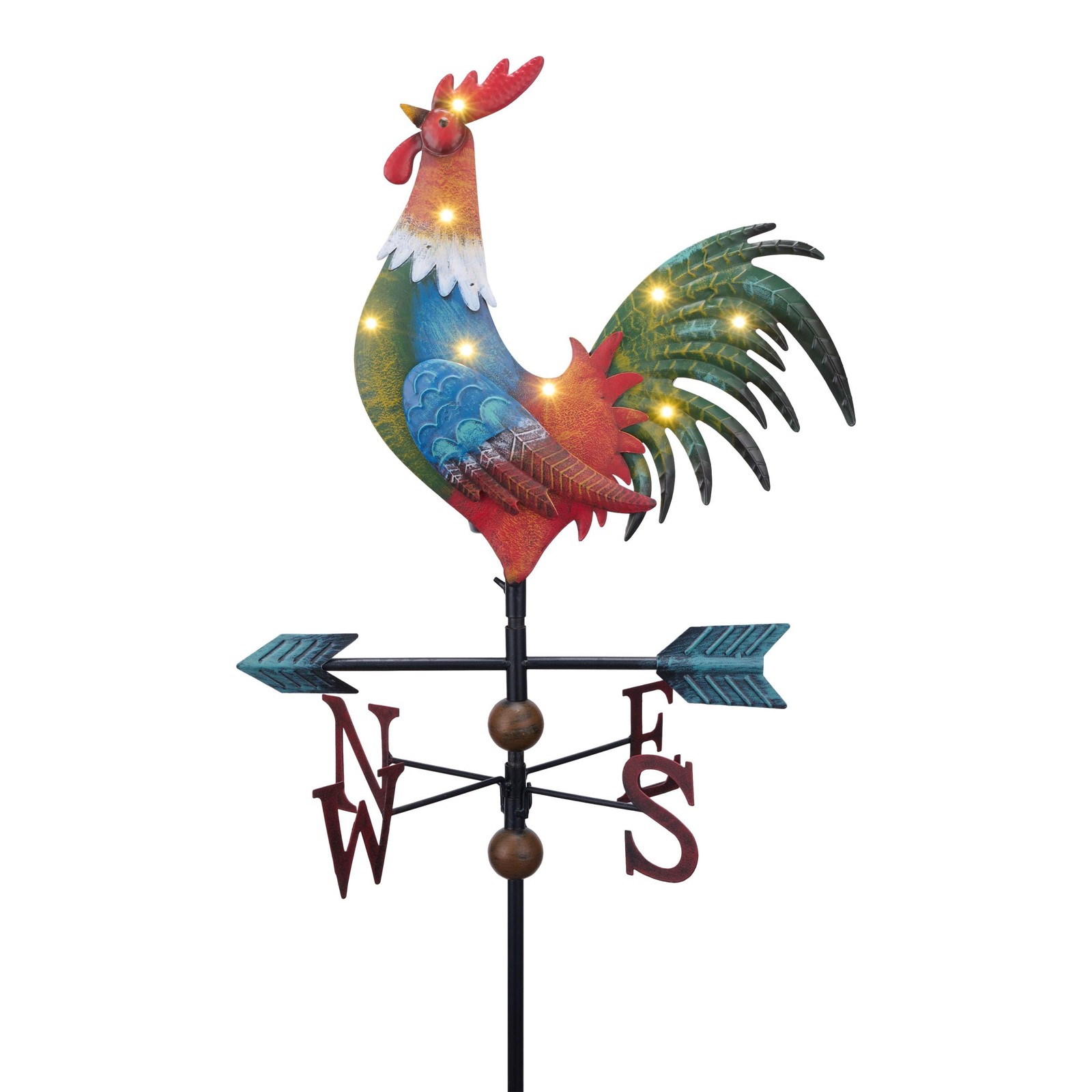 Garden Decor with Solar Outdoor Lights, Metal Rooster Weathervane Decorations…