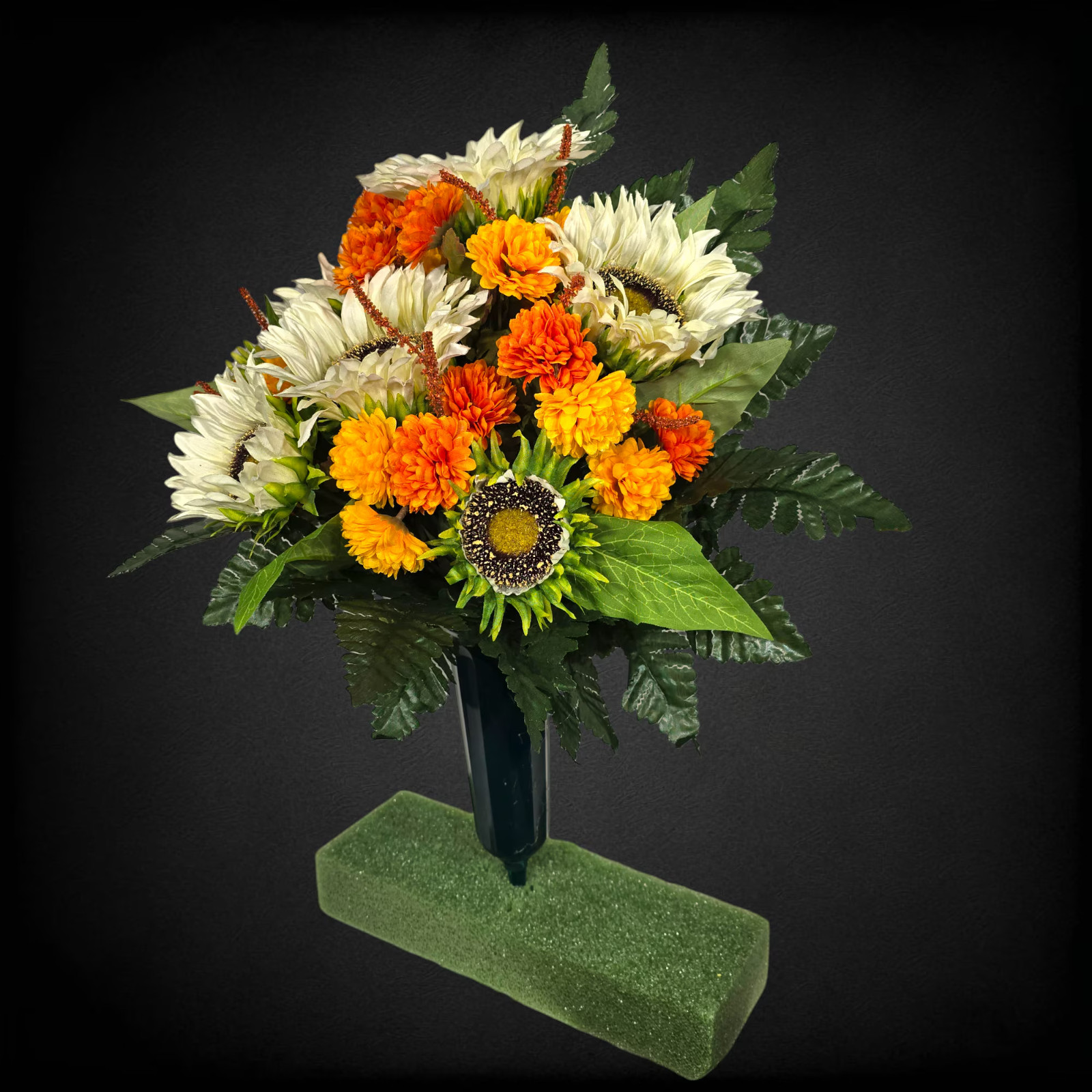 Cream Sunflower Orange Mini Mum Memorial Cone