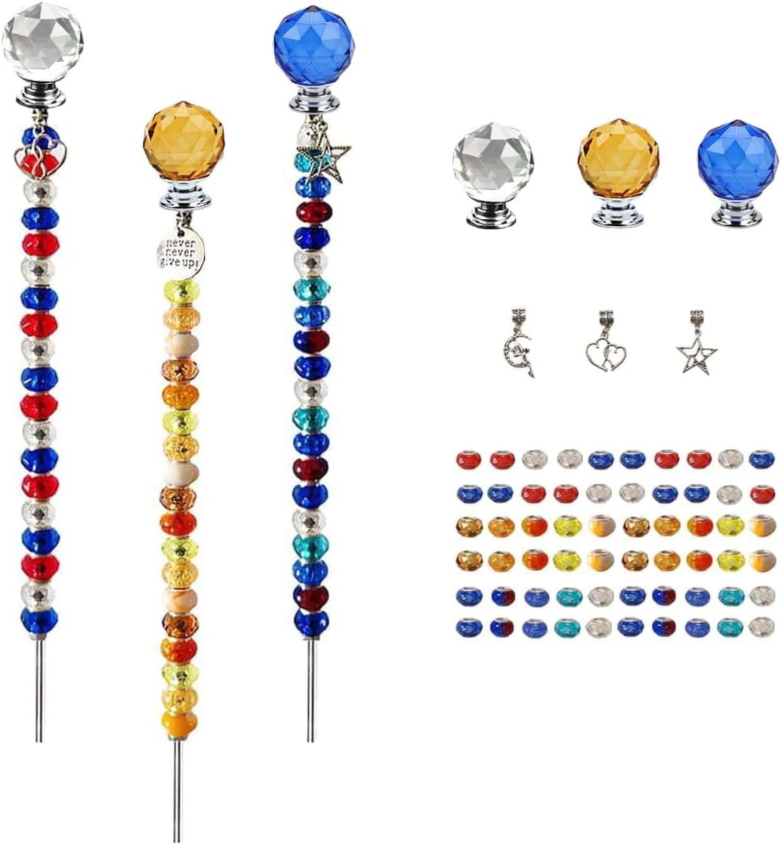 72Pcs Beaded Garden Stakes Kit DIY Fairy Wand Garden Stake Beads Kit Fairy