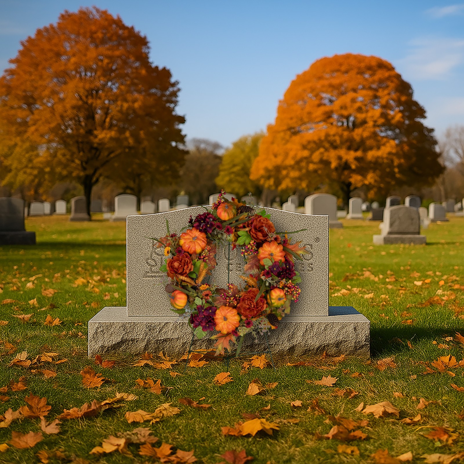 Grapevine Wreaths – Pumpkin Harvest Wreath with Door Hanger