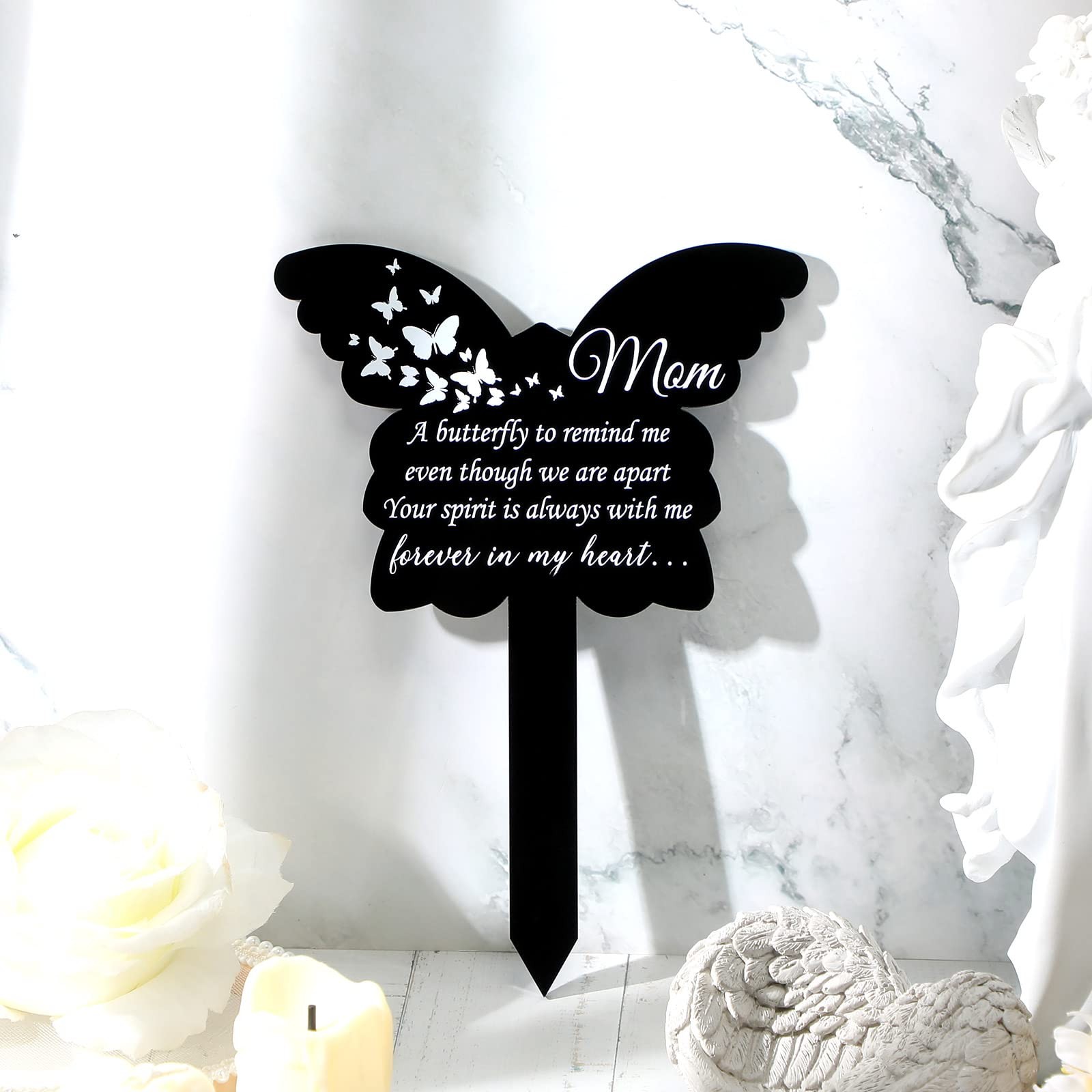 Waterproof Acrylic Grave Marker Butterfly Stake Memorial Plaque for Cemetery