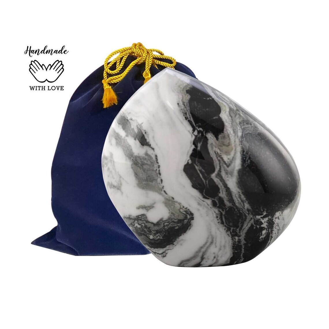 White Marble Rock Urn – Handcrafted Solid Metal Mountain/ Rock Cremation Urn