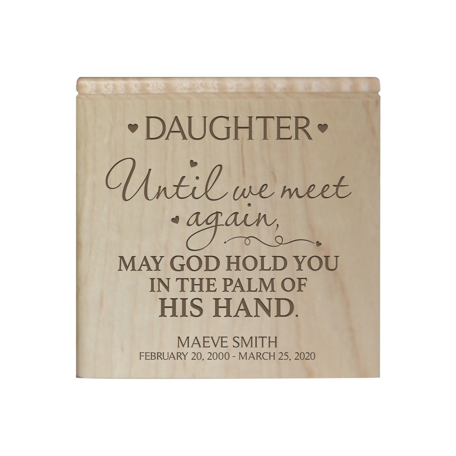 Custom Engraved Funeral Keepsake Urn Box for Human Ashes 4.5″ Daughter Until We