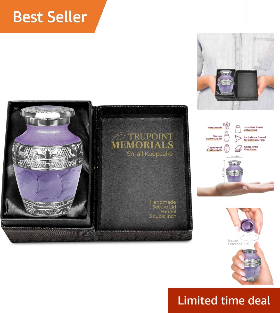 Stunning Keepsake Urn for Ashes – Durable Aluminum with Velvet Bag Protection