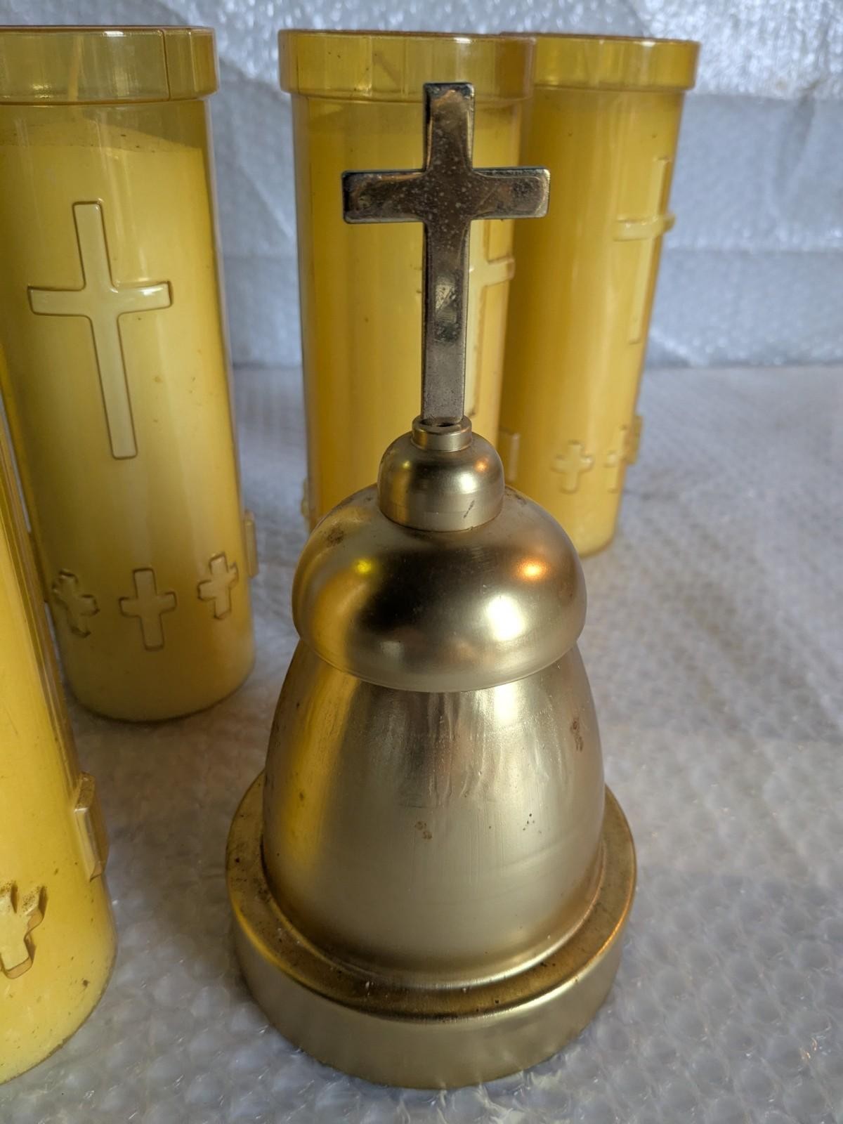 Greek Orthodox Religious Cross Candle Holder Grave Cemetery Memorial Light Old