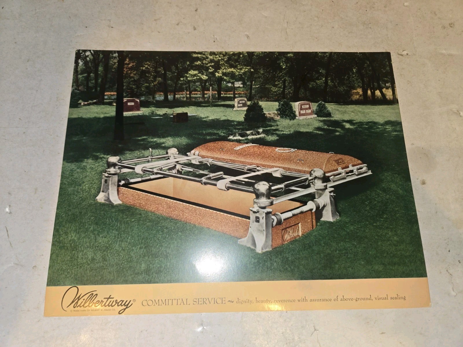 9 Vintage 60s/70s Wilbert Burial Vault,Paperwork,Coins,Post Card,Funeral,Casket