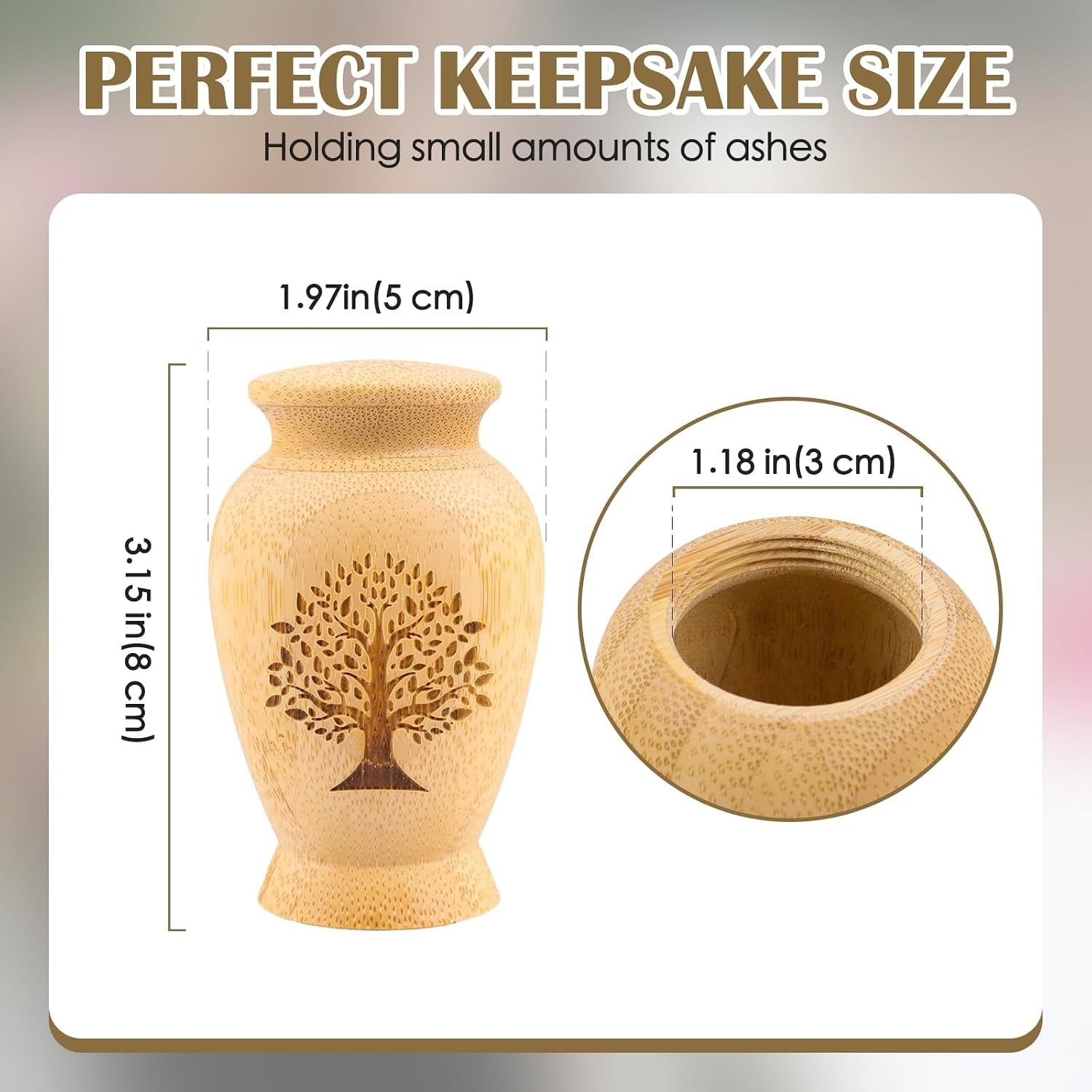 Durable Bamboo Urn for Ashes with Leak-Proof Lid – Tree of Life Pattern