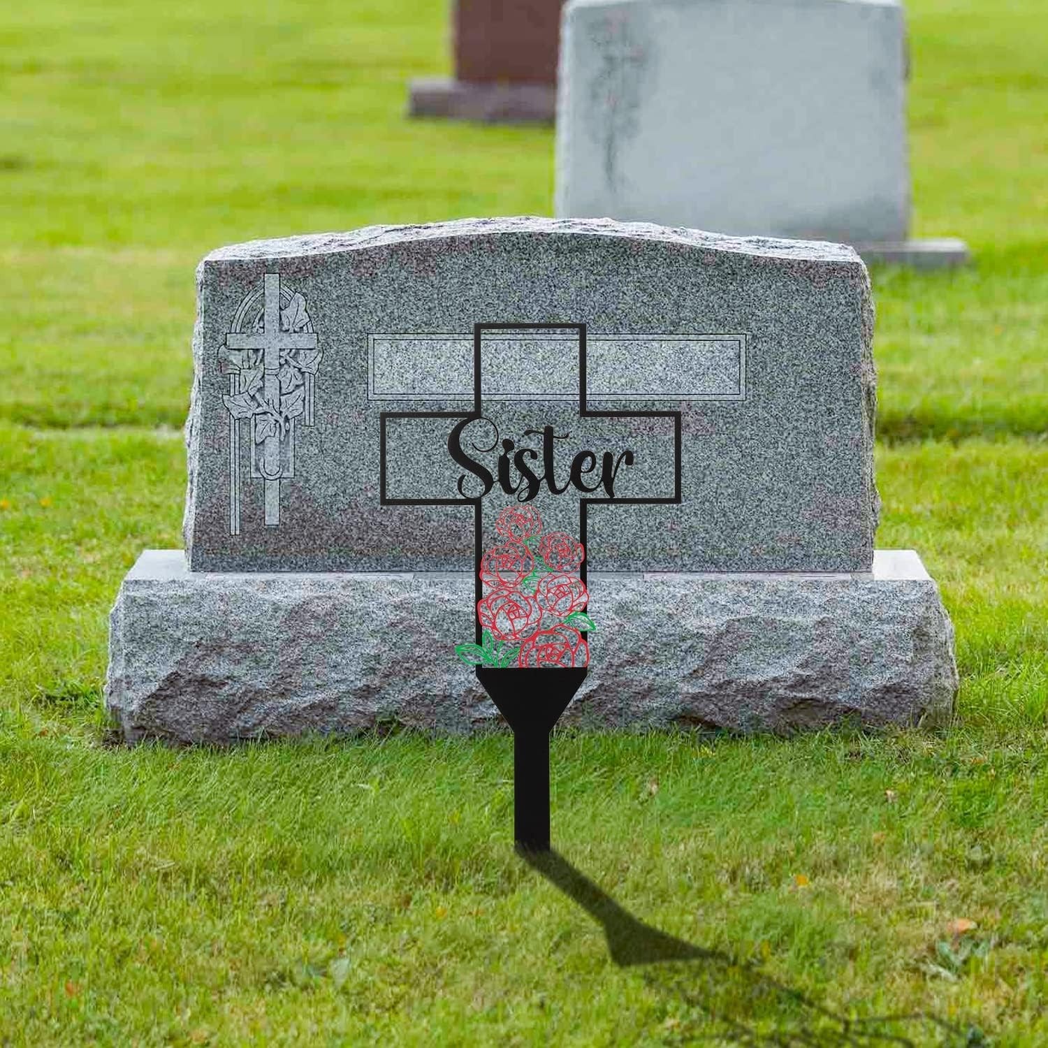 Memorial Cemetery Grave Marker Cross Decor for Outdoor Gardens