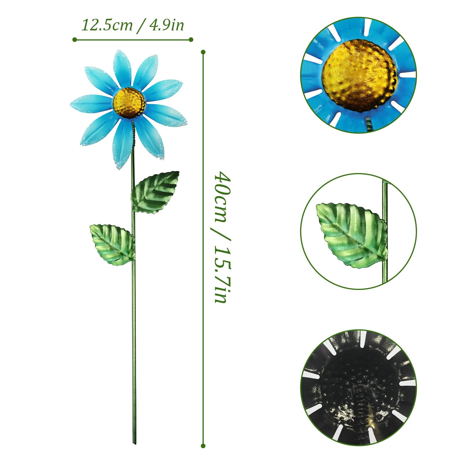 10 Pack 15.7″ Outdoor Flowers, Metal Yard Art, Metal Flowers for Outside, Gar…