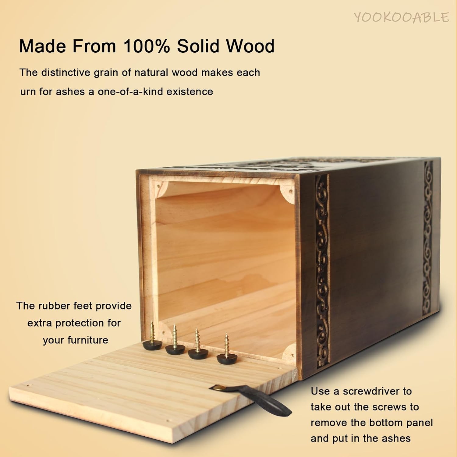 Wooden Urn for Ashes Adult Male Female, Handcrafted Large Cremation Urns Box